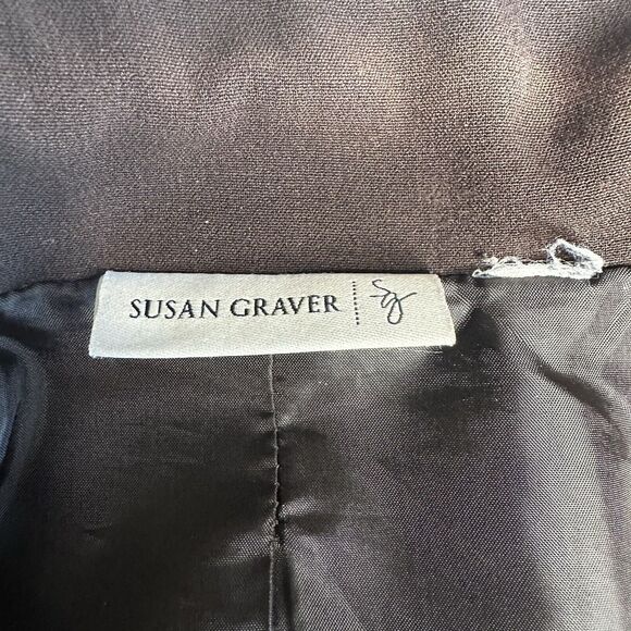Susan Graver One Button Smart Ponte Knit Blazer Jacket Brown Work Casual Size S - Picture 2 of 9